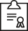 Ein dunkelblaues Klemmbrett Icon mit einem Abzeichen darauf.