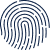 Ein rundes, dunkelblaues Fingerabdruck Icon.