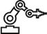 Ein schwarzes Icon eines Montageroboters.