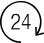 Ein dunkelblaues Icon mit einem kreisförmigen Pfeil mit der Zahl 24 in der Mitte.