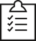 Ein schwarzes Klemmbrett Icon mit einer generischen Checkliste.
