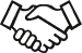 Ein Händeschütteln-Icon mit schwarzem Umriss.